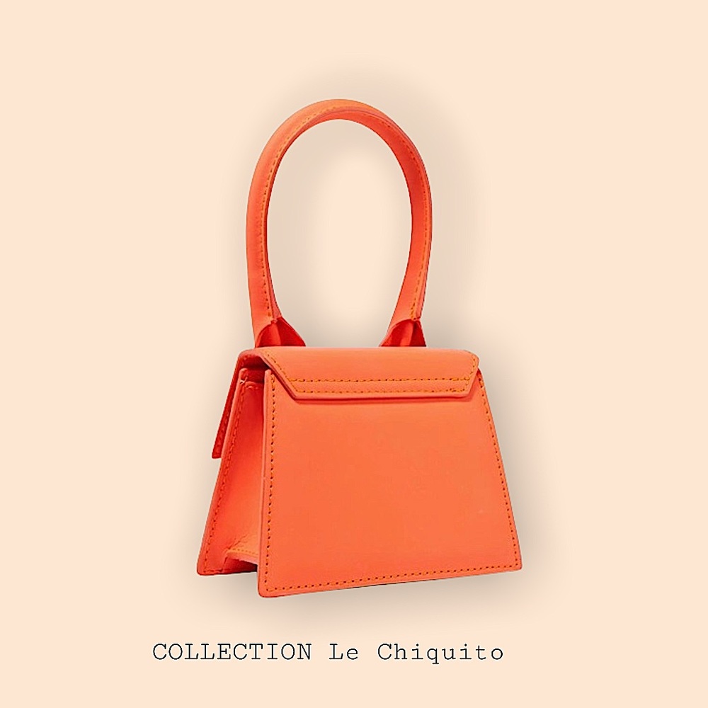 *Rare* Jacquemus Le Chiquito Mini Leather Tote In Bright Orange - Picture 2 of 14